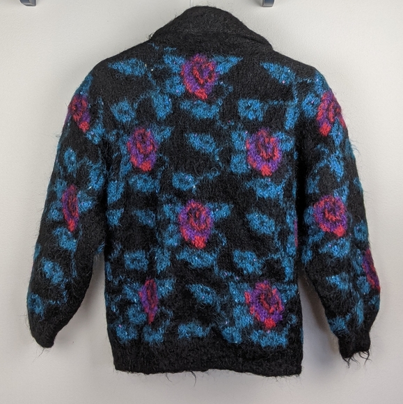 Atlandia Black Floral Mohair Button Front Cardigan - Picture 3 of 8